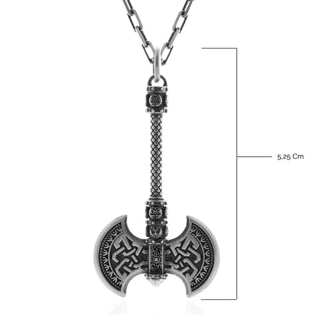 Sterling Silver Viking Axe Pendant Necklace - Norse Mythology Inspired