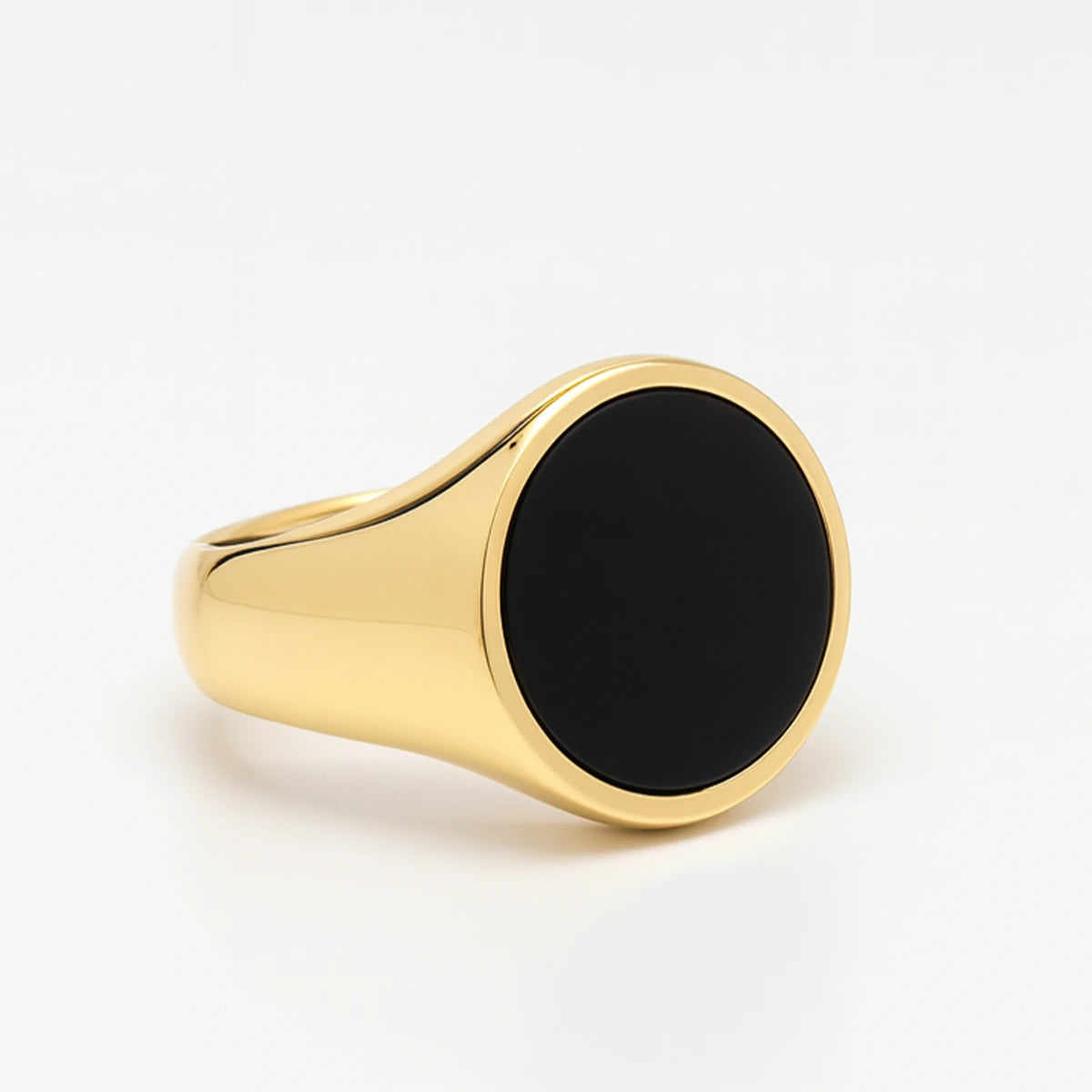 18K Gold Plated Onyx Stone Ring - Sophisticated & Enduring Design