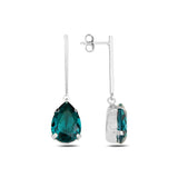 Rhodium Plated Sterling Silver Pear Swarovski Crystal Earrings - Dazzling