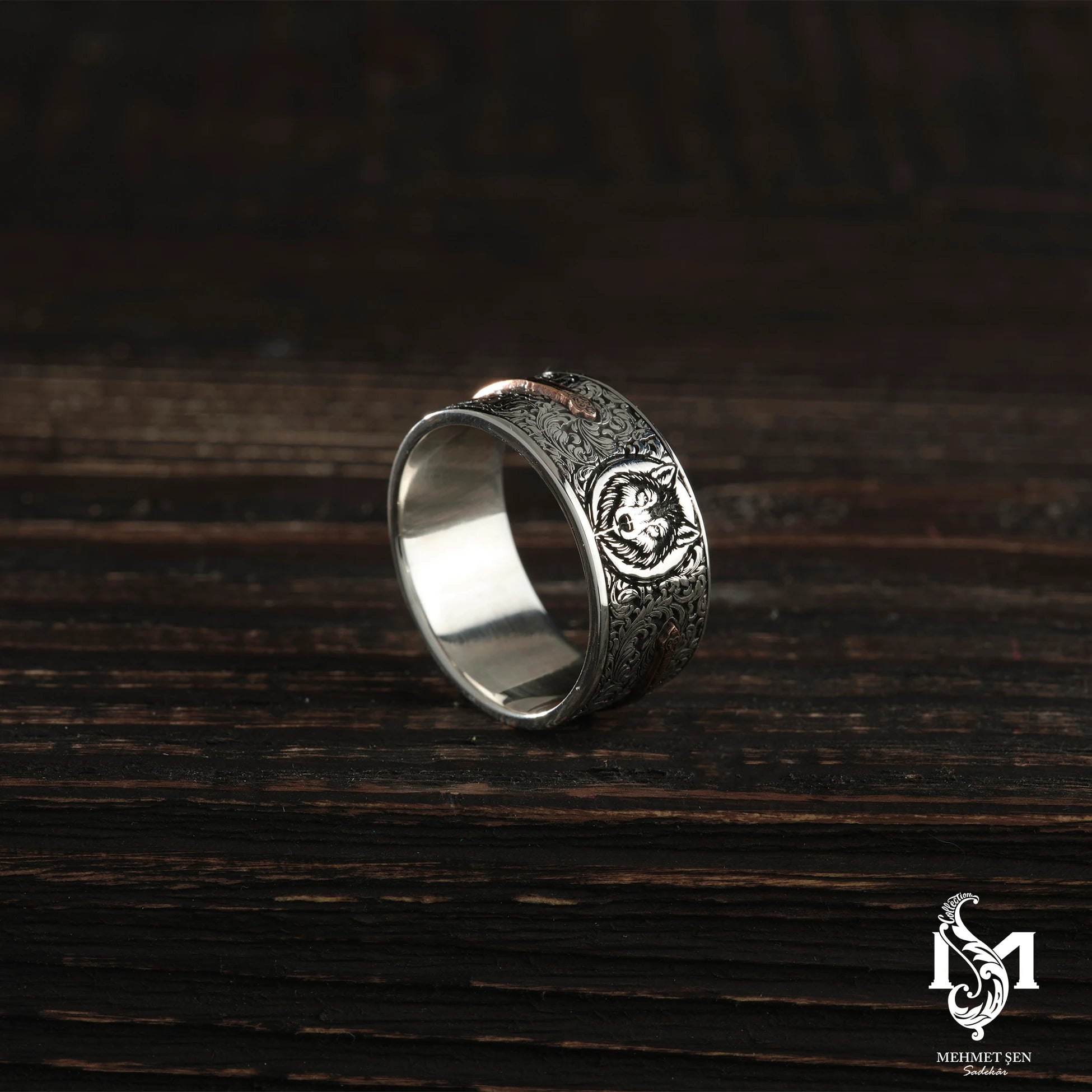 Sterling Silver Wedding Band - Distinctive Symbolic Design