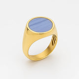18K Gold Plated Chalcedony Ring - Natural Gemstone Elegance