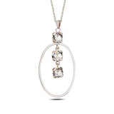 Sterling Silver Oval Necklace - Rose Gold & Swarovski Crystal