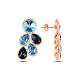 Salacia Blue Crystal Dangle Hoop Earrings - Crown Design