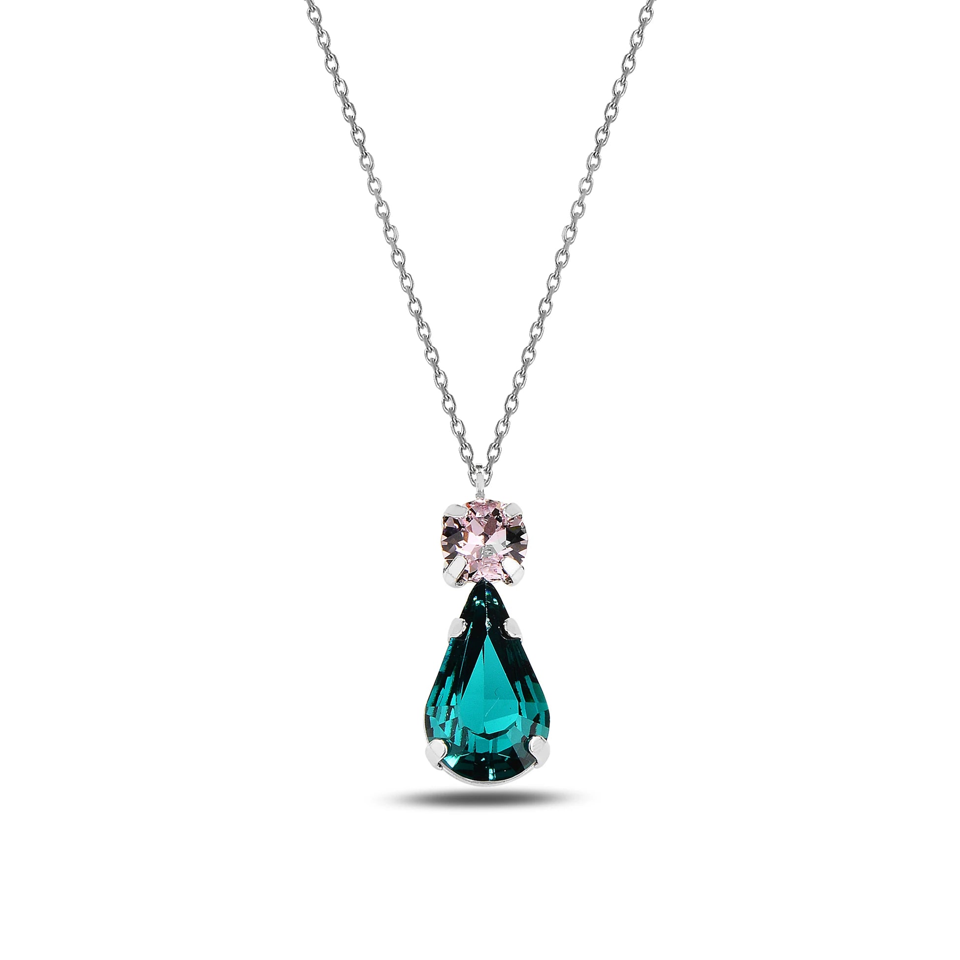 Sterling Silver Teardrop Solitaire Necklace - Elegant Pendant