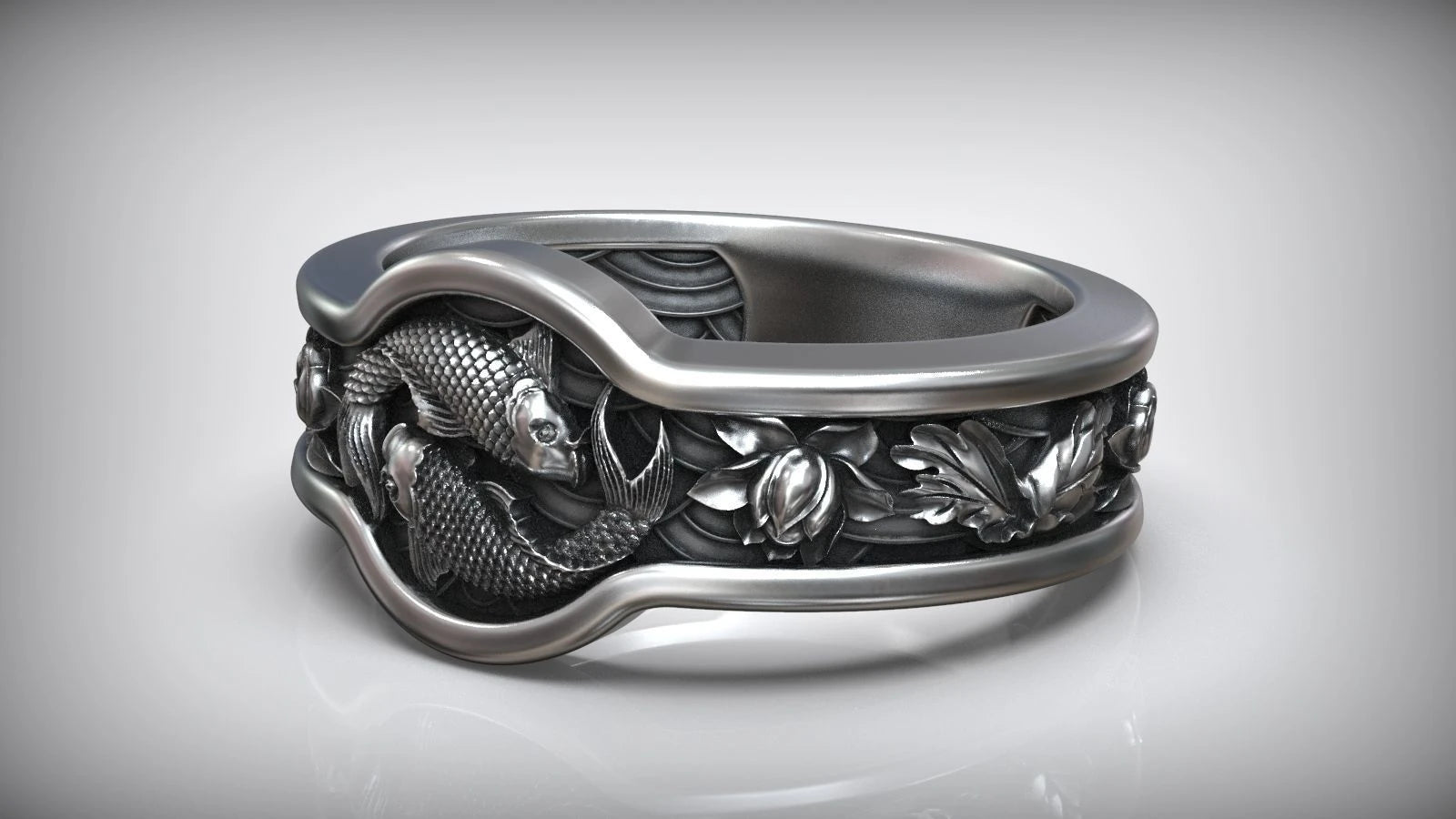 Premium Artisan Yin Yang Koi Fish Ring