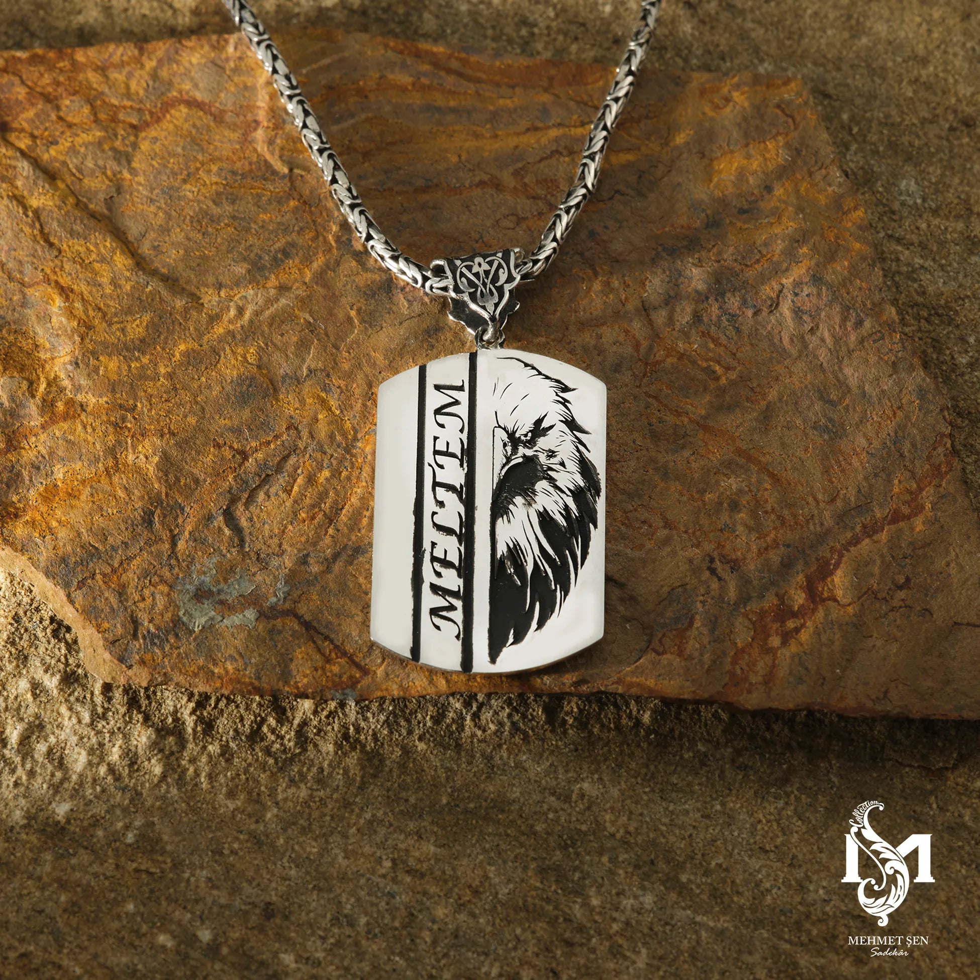 Sterling Silver Bar Necklace - Modern & Engravable ID Tag Style