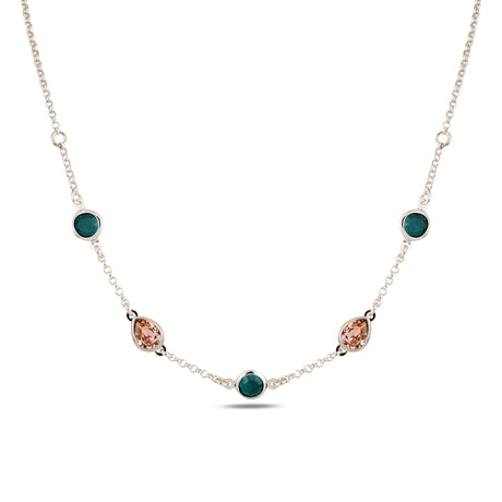 Sterling Silver Bezel Set Swarovski Crystal Necklace - Minimalist Vintage