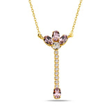 Sterling Silver Marquise Crystal Dangling Necklace