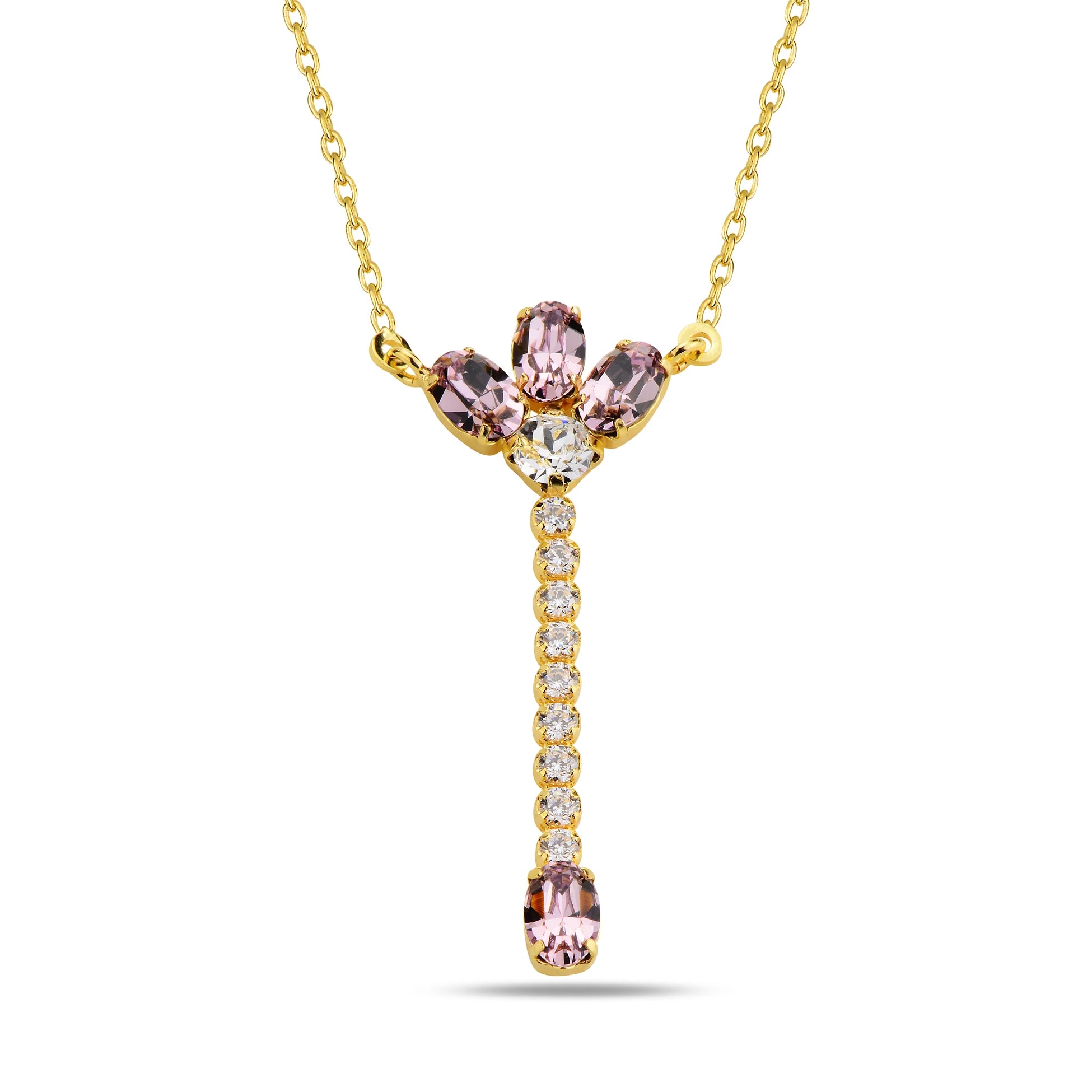 Sterling Silver Marquise Crystal Dangling Necklace