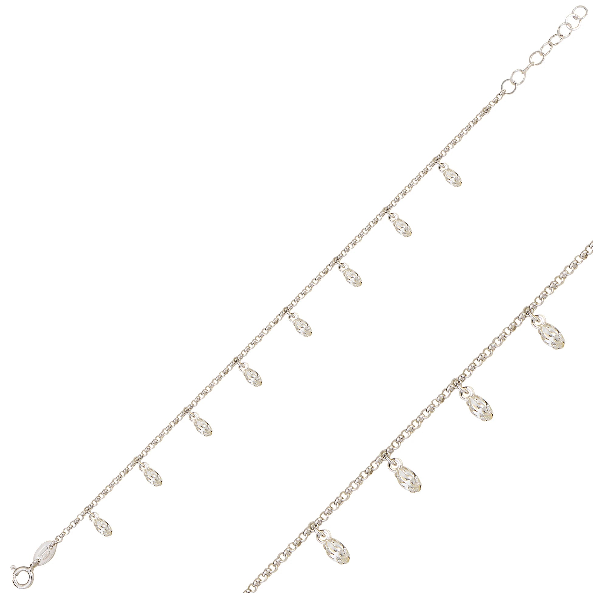 Sparkling Sterling Silver Marquise Crystal Dangle Bracelet