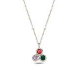 Mini ketting in sterling zilver met kleurrijke hangers en Swarovski-kristallen