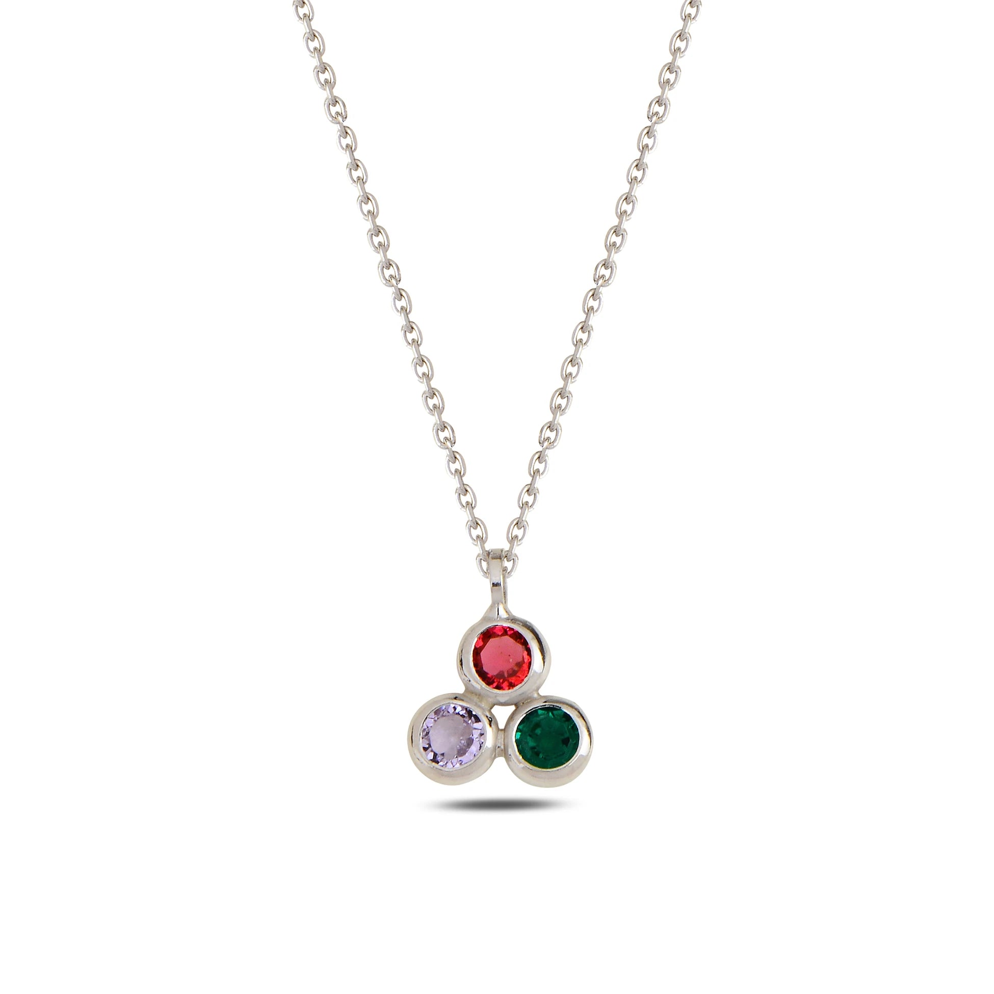Mini ketting in sterling zilver met kleurrijke hangers en Swarovski-kristallen