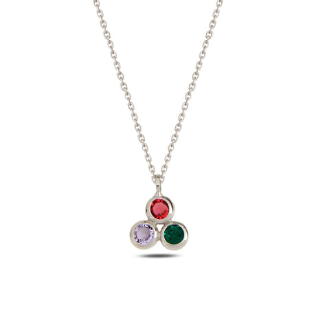 Sterling Silver Colorful Dangling Mini Necklace with Swarovski Crystals