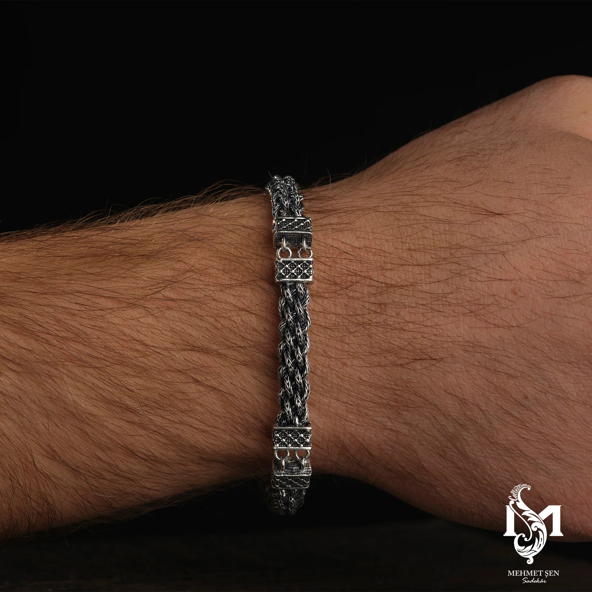 Sterling Silver Men's Bracelet - Artisanal Braided Rope Design