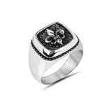 Sterling Silver Black Zirconia Ring - Elegant Giglio Lily Design