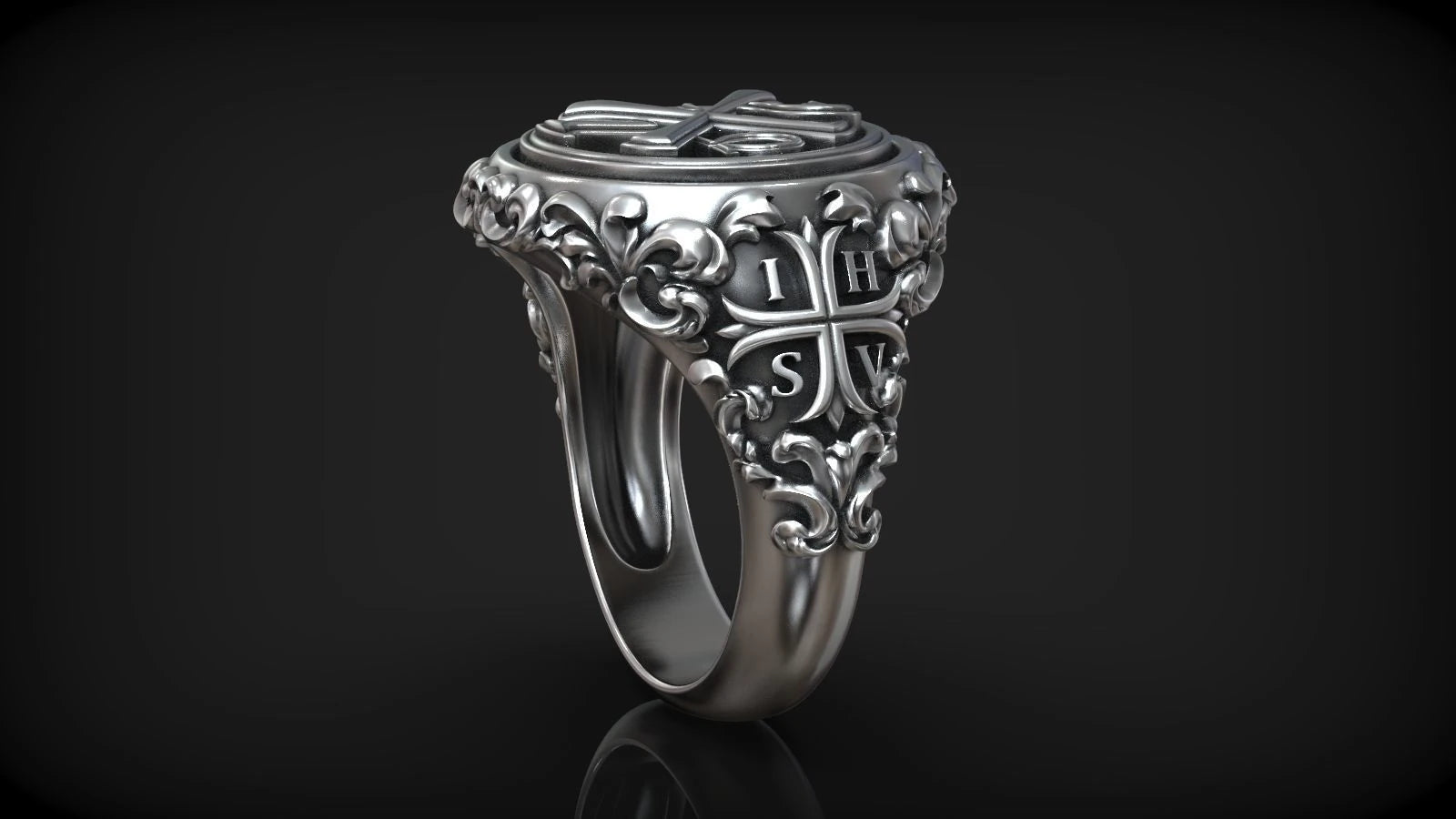 Premium Chi Rho Religious Symbol Ring