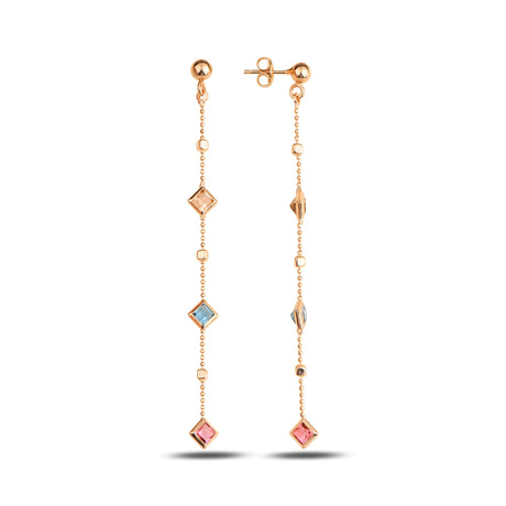 Geometric Square Drop Earrings - Modern Dangle Design