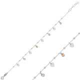 Crystals & Polished Metal Bracelet - Elegant Heart Charm Design