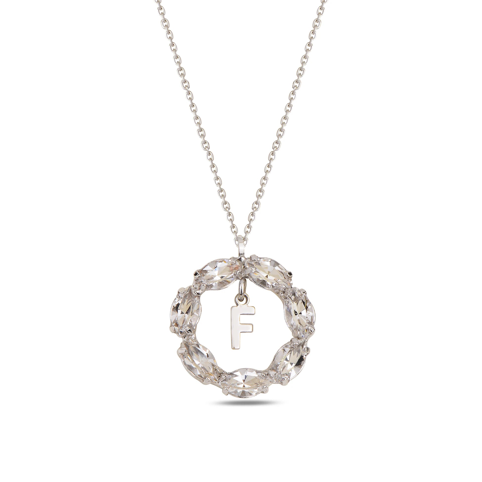Collar de Plata de Ley con Letras y Cristales Swarovski Marquise