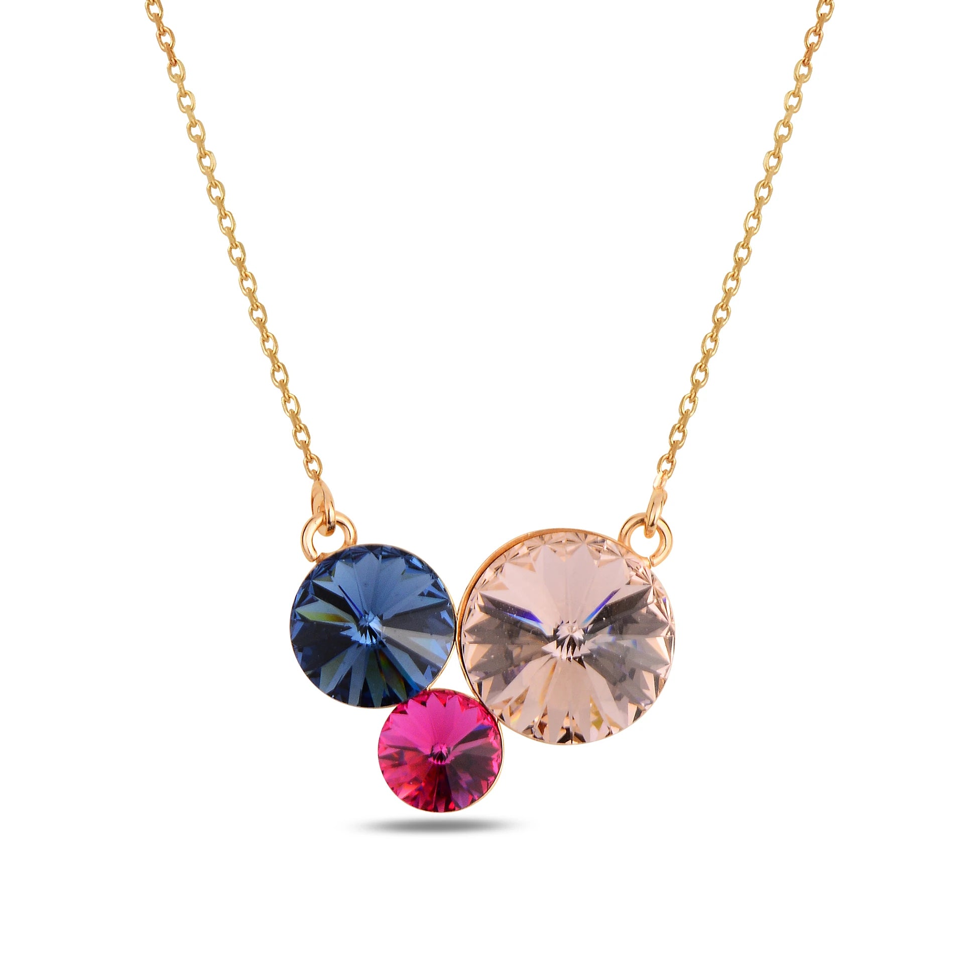 Sterling Silver Trio Pendant Necklace - Modern Prong & Bezel Set