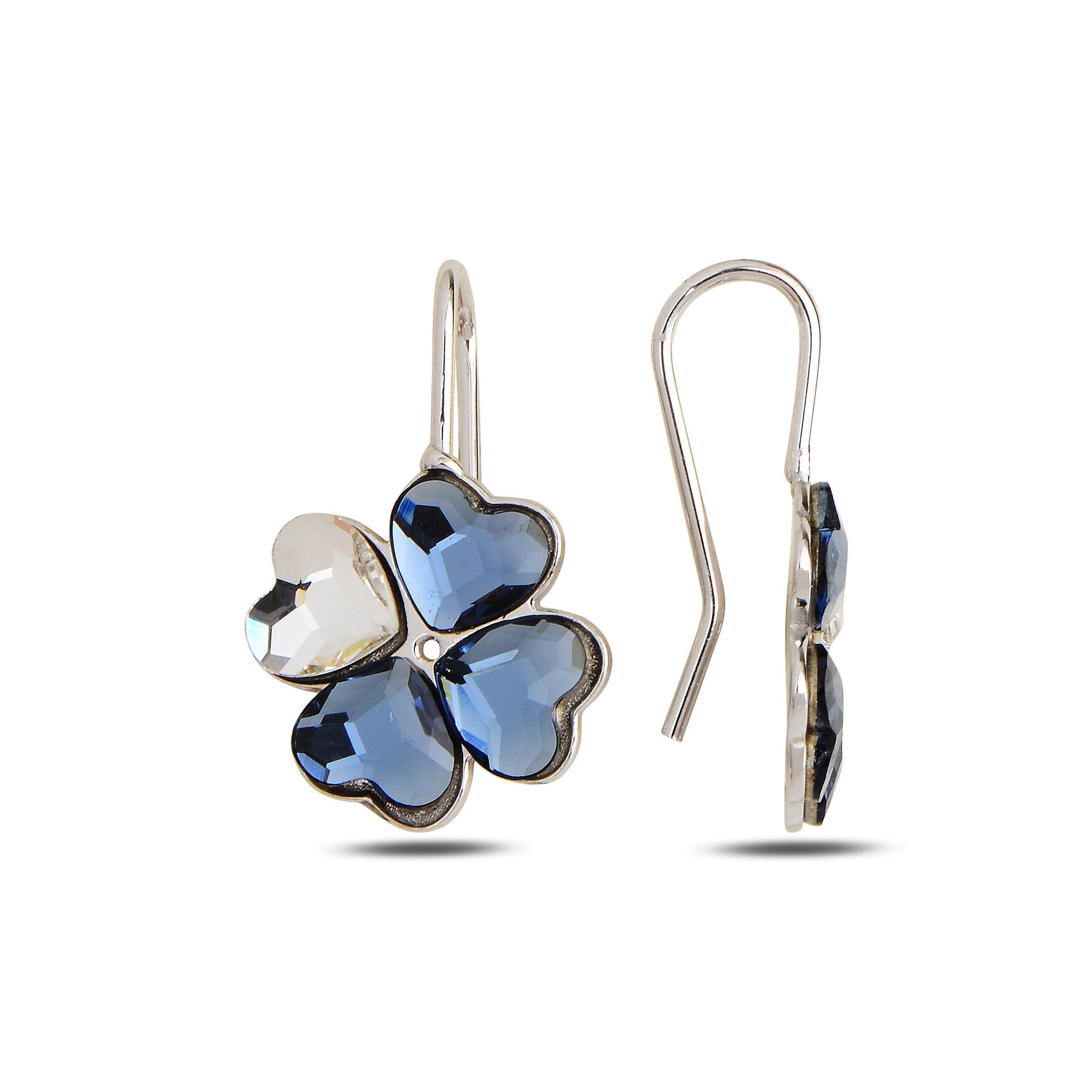Sparkling Four-Leaf Clover Hook Earrings - Fortuna Lucky Charm