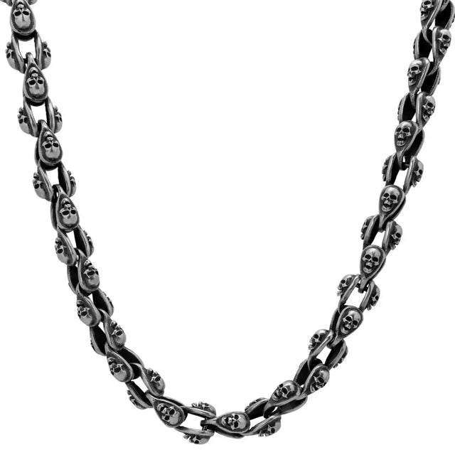 Sterling Silver Skull Chain Necklace - Bold & Edgy Statement