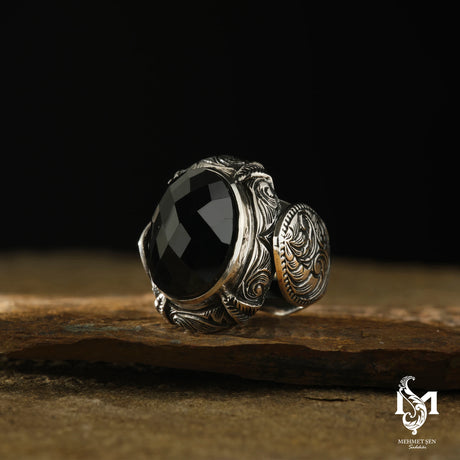 Black Onyx Oval Men's Ring - Bold & Timeless Statement Design