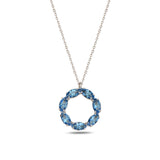 Sterling Silver Marquise Crystal Necklace - Neptune Ring Pendant