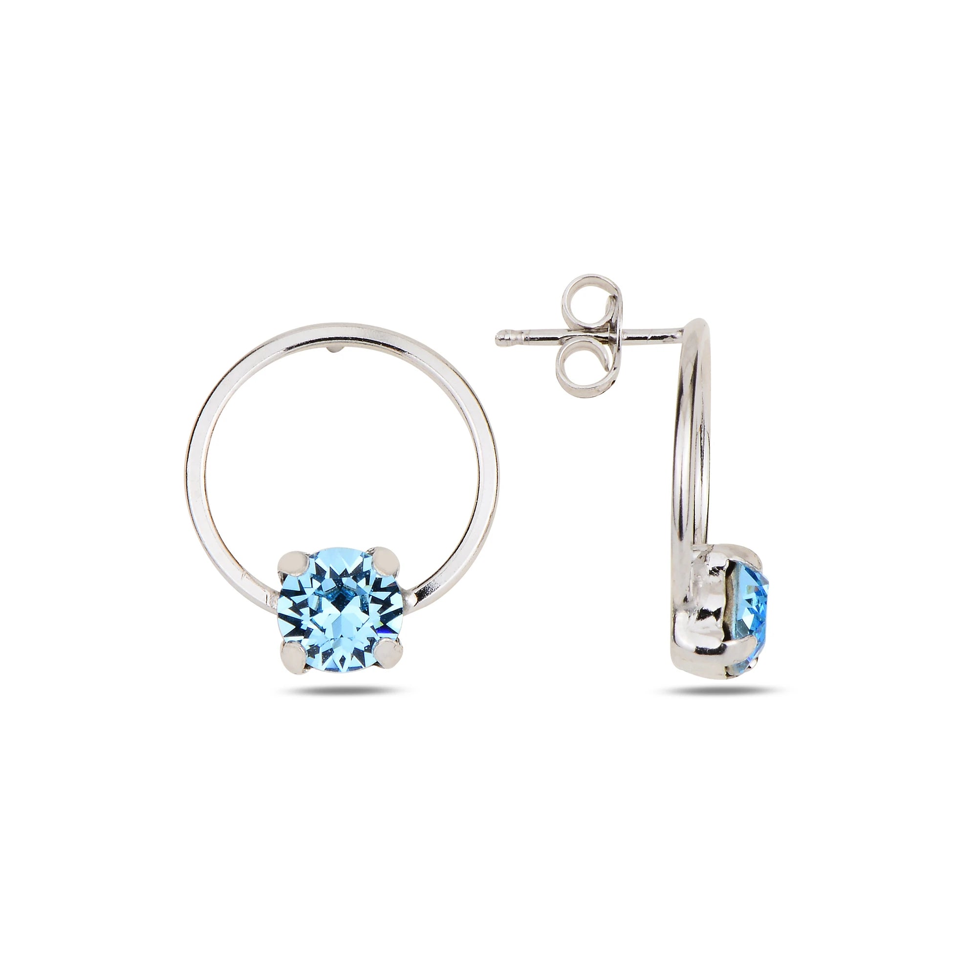 Sterling Silver Mini Hoop Earrings - Sparkling Crystal Trio