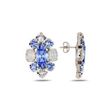 Sterling Silver Rose Gold Plated Aquamarine Crystal Earrings - Feminine Design