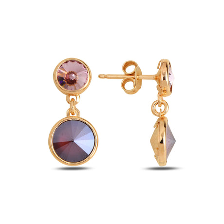 Sterling Silver Swarovski Crystal Double Earrings - Vintage Minimalist