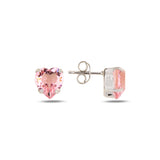 Boucles d'oreilles cœur en argent sterling plaqué or jaune - Cristal Swarovski