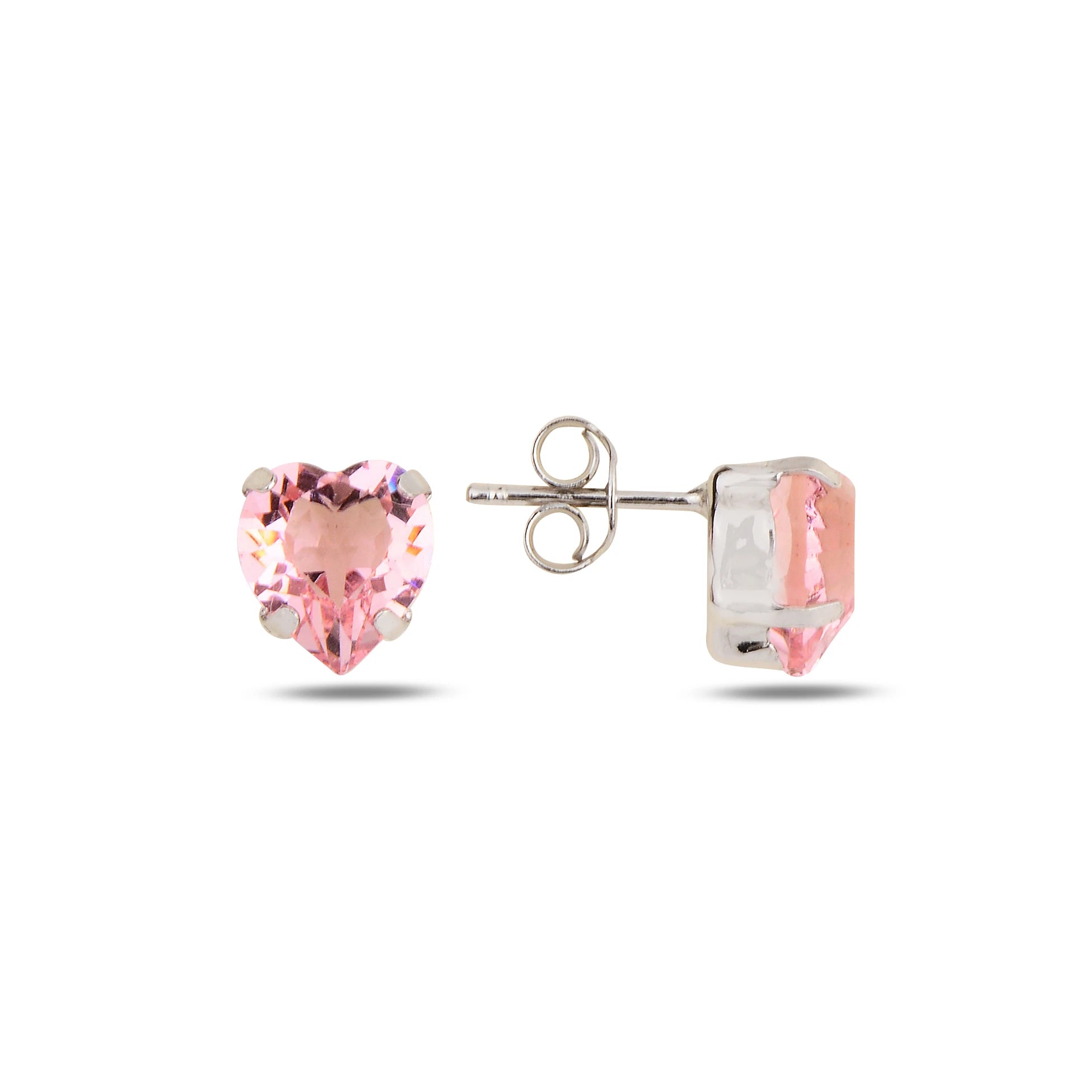 Boucles d'oreilles cœur en argent sterling plaqué or jaune - Cristal Swarovski