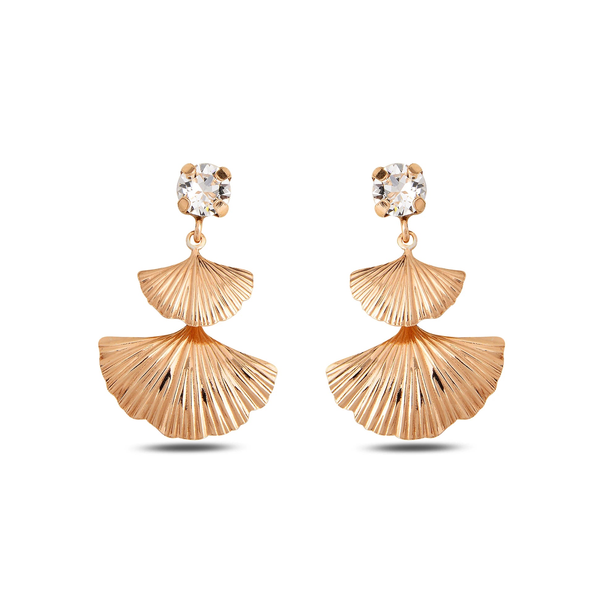 Sparkling Solitaire Earrings - Elegant Feather Charm Design