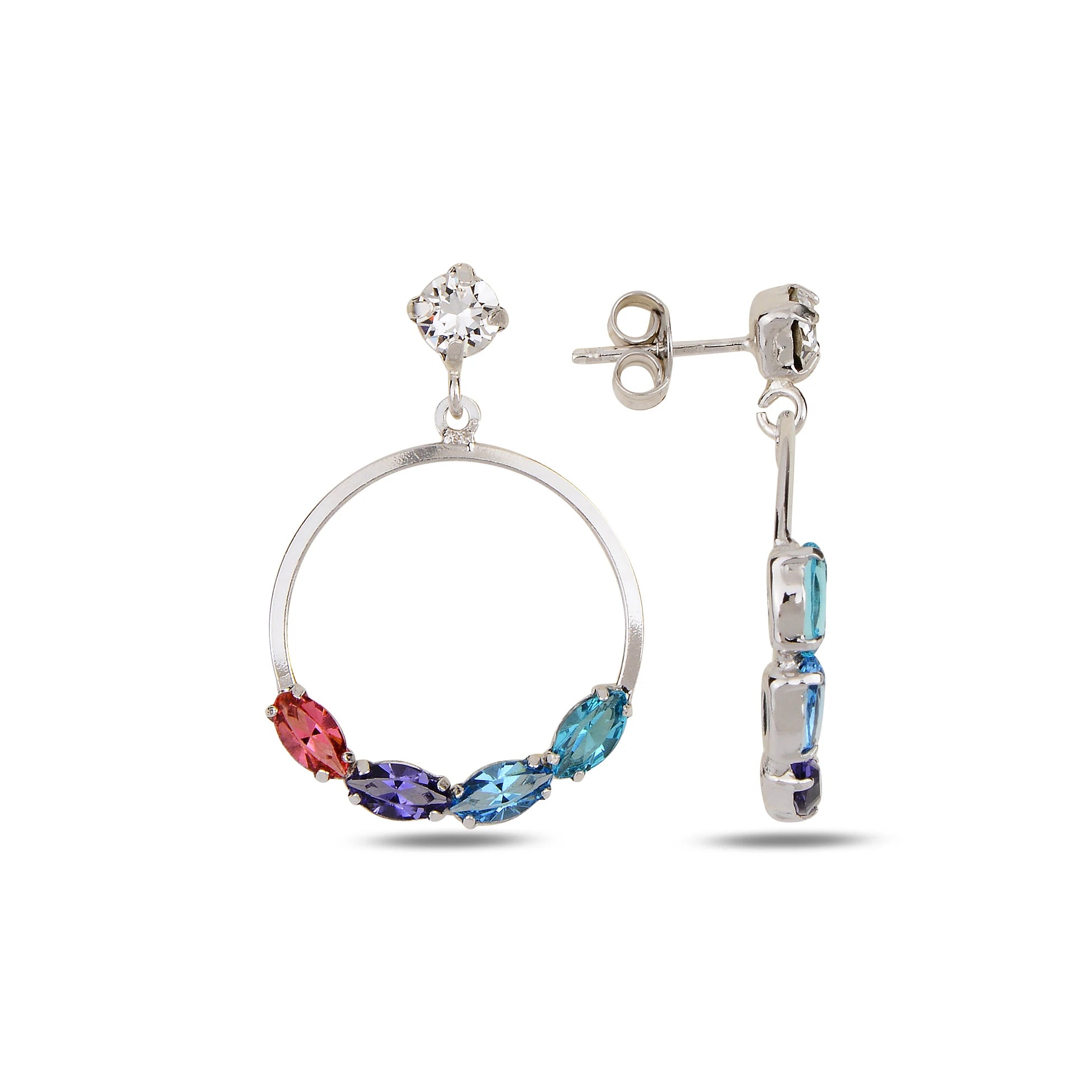 Vibrant Dangling Hoop Earrings - Modern & Expressive