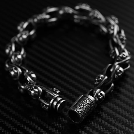 Sterling Silver Skull Bracelet - Bold Statement