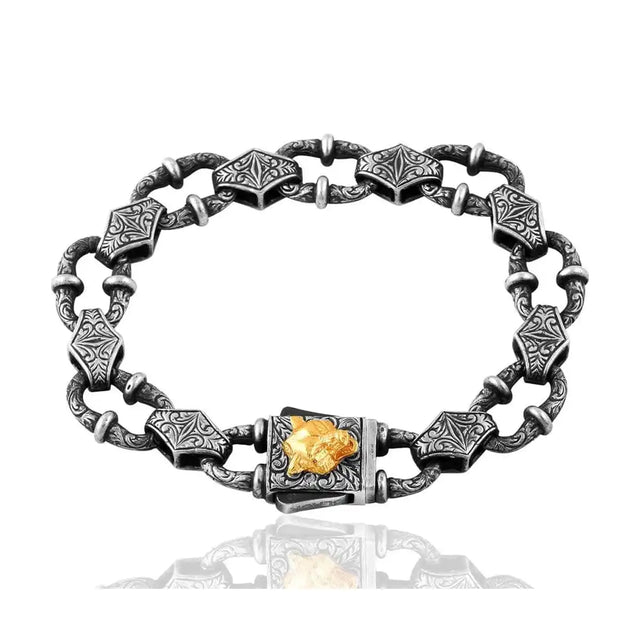 18K Gold Plated Sterling Silver Bracelet - Sculptural Femur Design