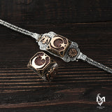 Sterling Silver Men's Moon Star Emblem Jewelry Set