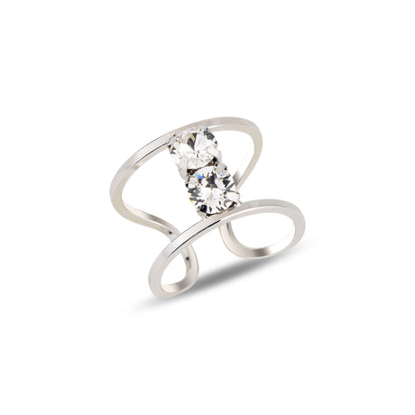 925 Sterling Silver Rose Gold Plated Solitaire Ring - Bezel Set Swarovski
