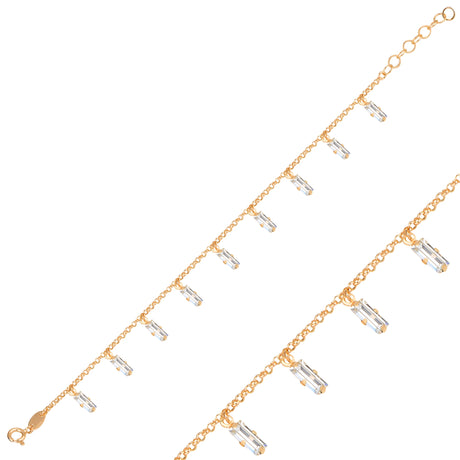 Sterling Silver Dangling Charm Bracelet - Modern Elegance