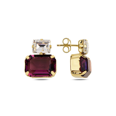 Cubic Zirconia Statement Earrings - Bold Emerald-Cut Design