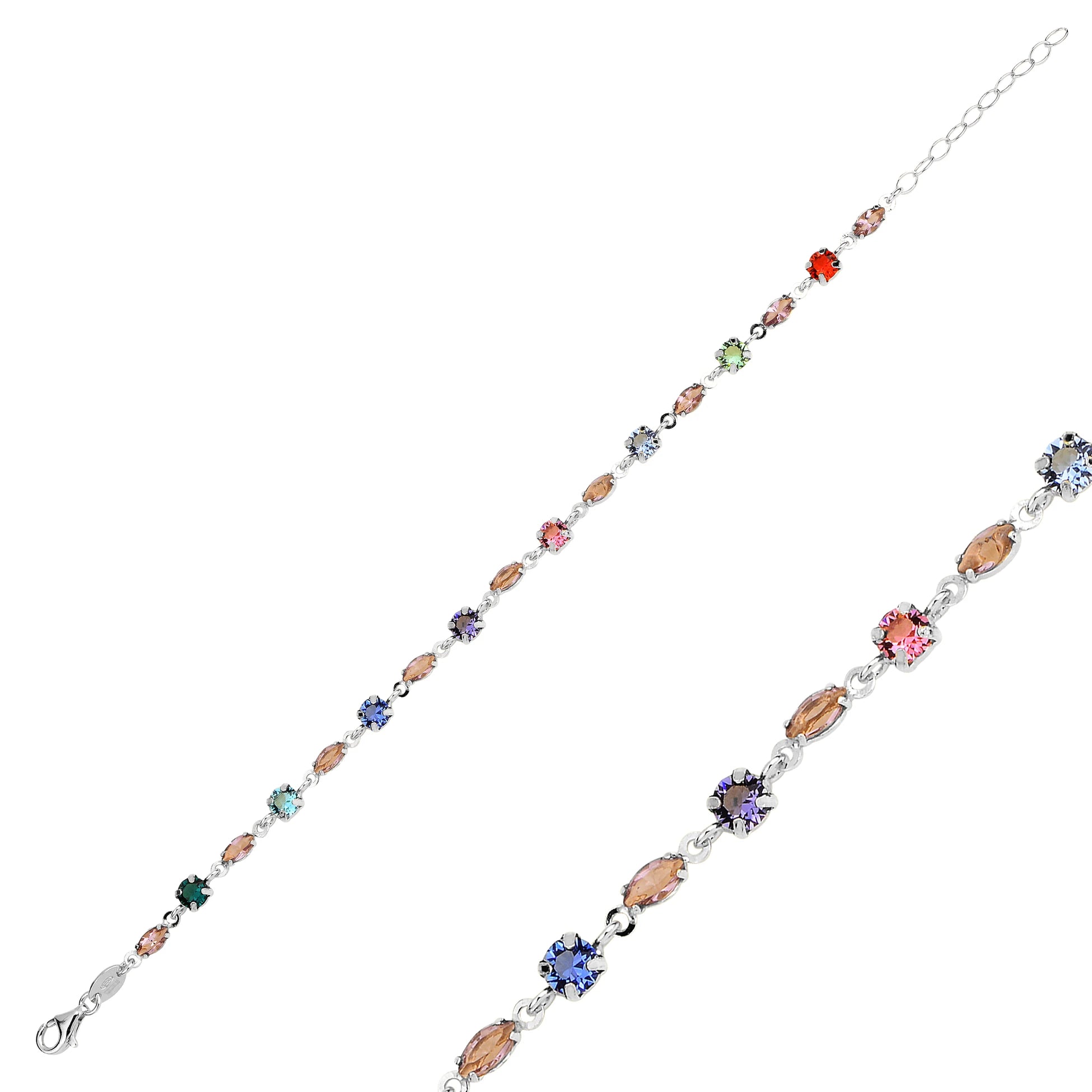 Sterling Silver Eternity Bracelet with Marquise Swarovski Crystals