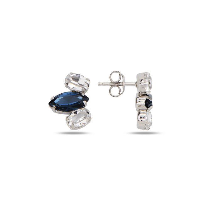 Sterling Silver Marquise Swarovski Crystal Stud Earrings - Neptune