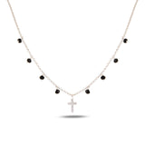 Fine Metal Cross Pendant Necklace - Delicate Perlina Design