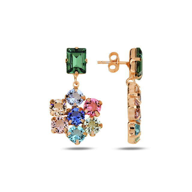 Vibrant Swarovski Crystal Earrings - Fiore Flower-Inspired Design