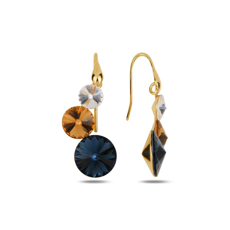 925 Sterling Silver Three Stone Earrings - Rhodium Plated Chic