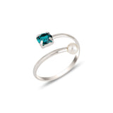 Rose Gold Plated Sterling Silver Ring - Modern Horizontal Swarovski Crystal