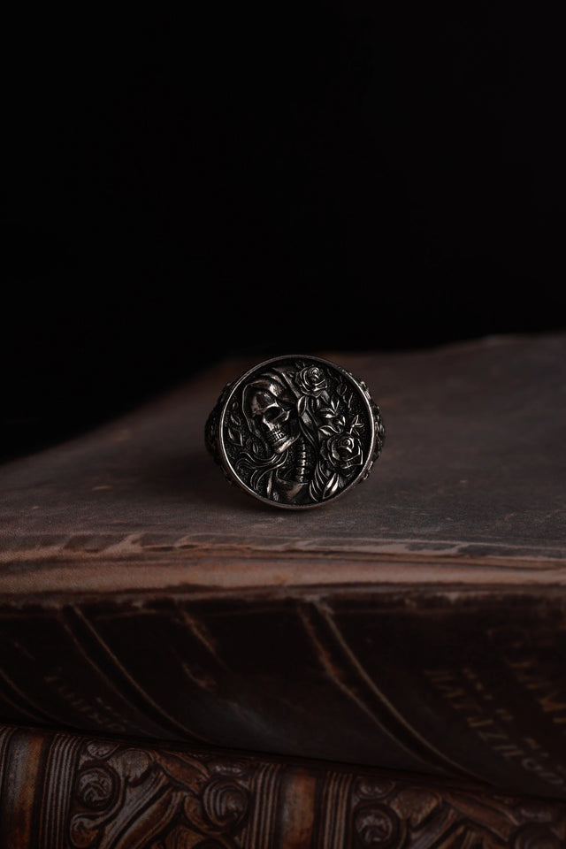 Professional Gothic Rose Skull Ring