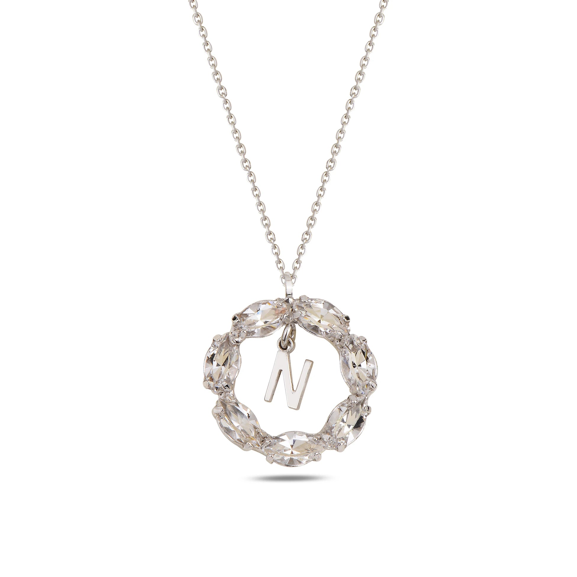 Collar de Plata de Ley con Letras y Cristales Swarovski Marquise