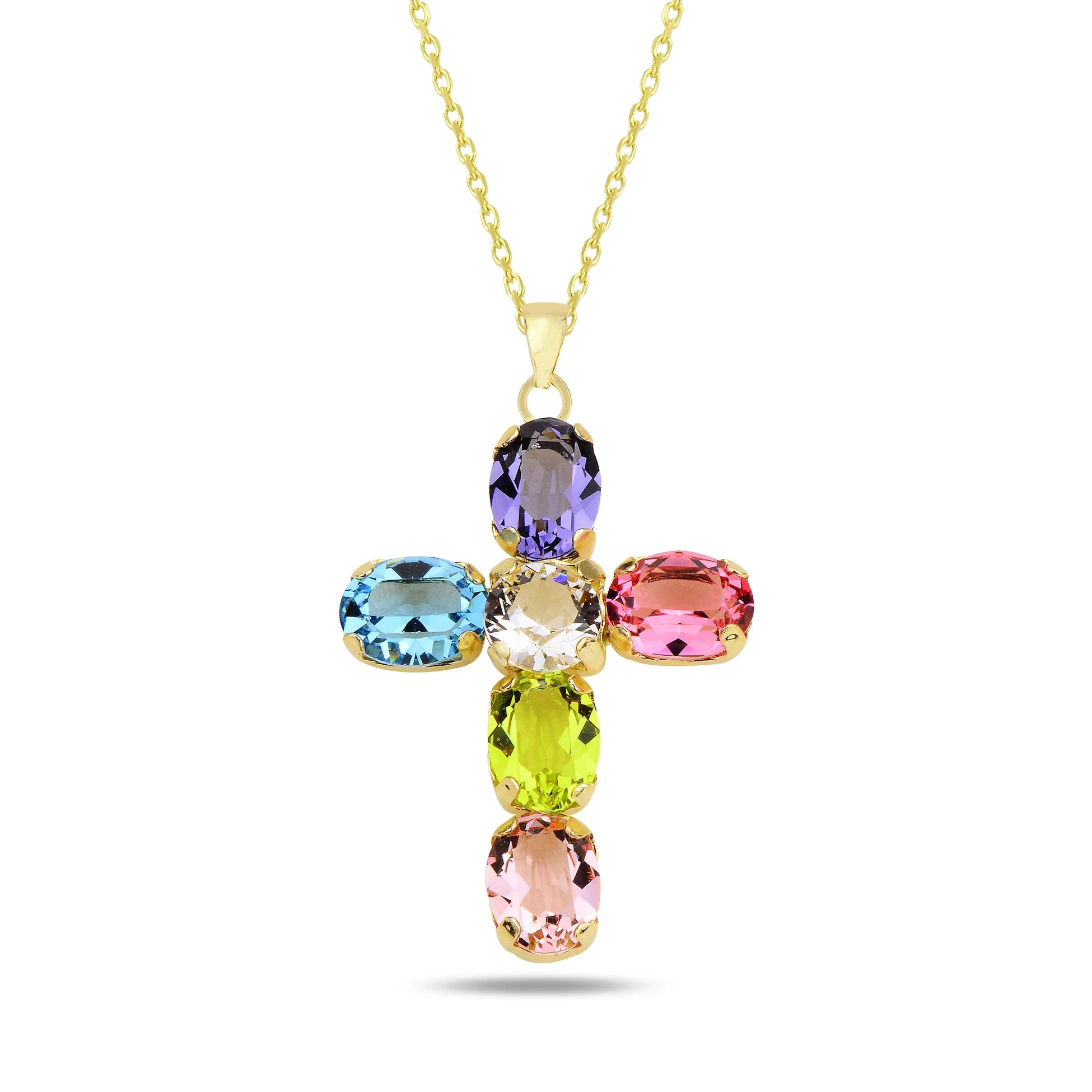 Large Cross Pendant Necklace - Elegant Rounded Design